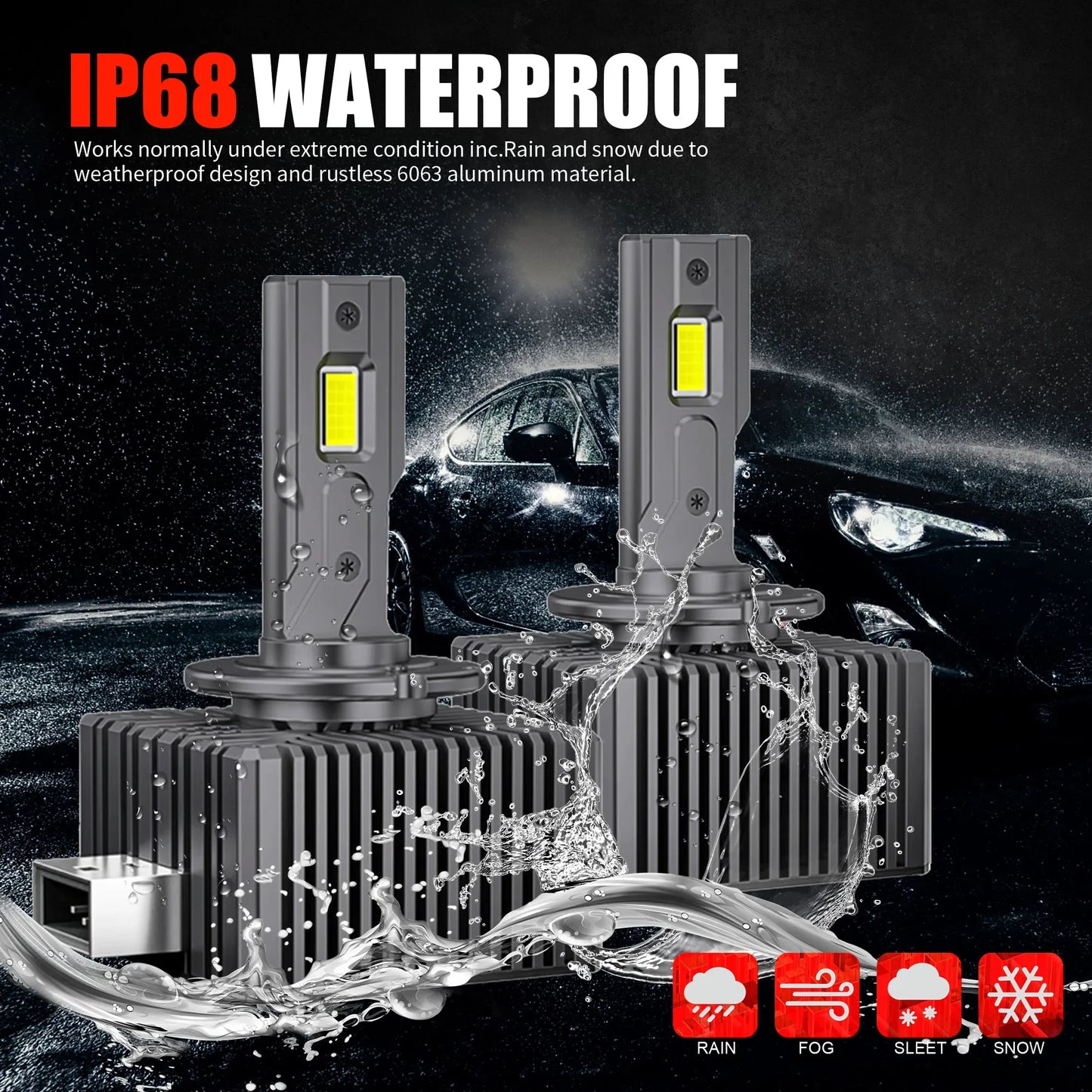 D1S D3S LED Headlights HID D2S D4S D8S 70W Auto lamp High Low Beam D2R D4R CANBUS Led Two-sided CSP Chip 6000K Plug&amp;Play 12V 24V