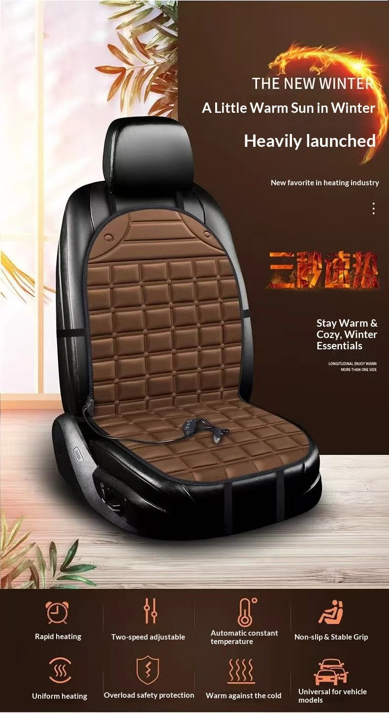Checkerboard quick-heating uniformly heated winter car seat cushion 12V warm single or double seat heat-retaining essential