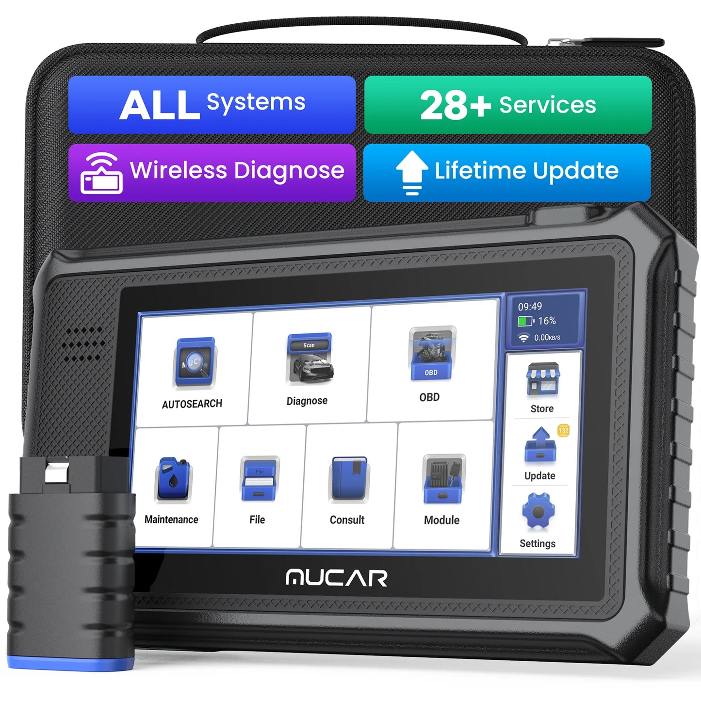 MUCAR VO6 Professional Car Diagnostic Tools Full System 28 Resets Oil DPF BRAKE ETS Lifetime Free Update Auto VIN Obd2 Scanner