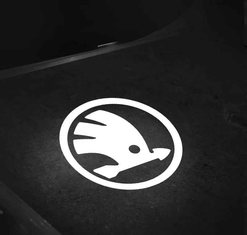 2pcs/set Car Led Logo Door Laser Projector Ghost lamp Welcome Light For skoda Superb SUPERB Superb Octavia Fabia Roomster