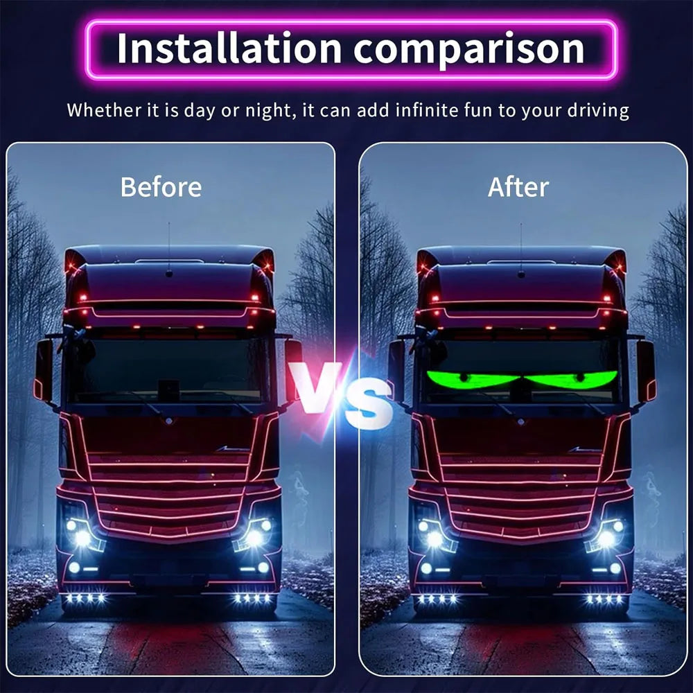 Led Matrix Panel Multiple Devil Eyes Light Bluetooth APP Control LED Display Scrolling Sign Light for Car Truck Windshield