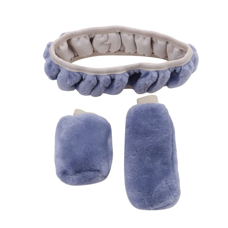 Set 3 pezzi coprivolante in peluche 38 cm - Set invernale completo