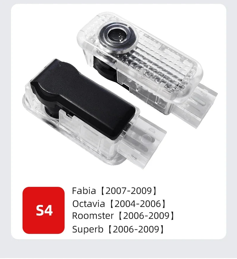 2pcs/set Car Led Logo Door Laser Projector Ghost lamp Welcome Light For skoda Superb SUPERB Superb Octavia Fabia Roomster