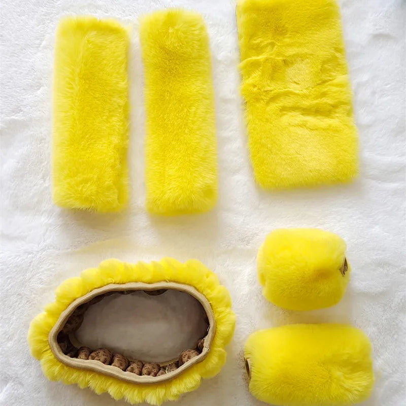 6-Piece Plush Steering Wheel Cover Set - Complete Comfort Pack