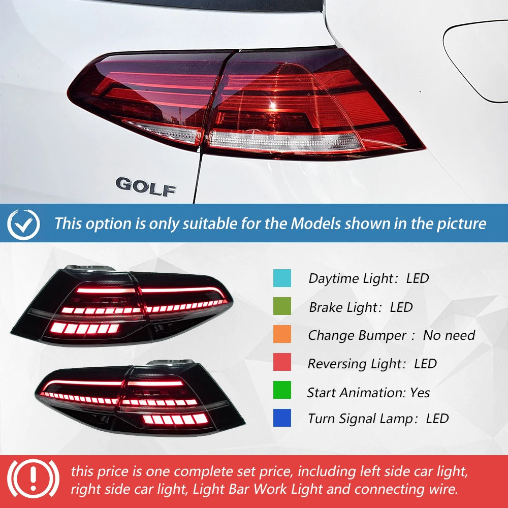Car Taillights Assembly For Golf 7 2013-2017 Upgrade Golf 7.5 2018-2021 LED Car Back Lamps Turn Signal Light Accessories