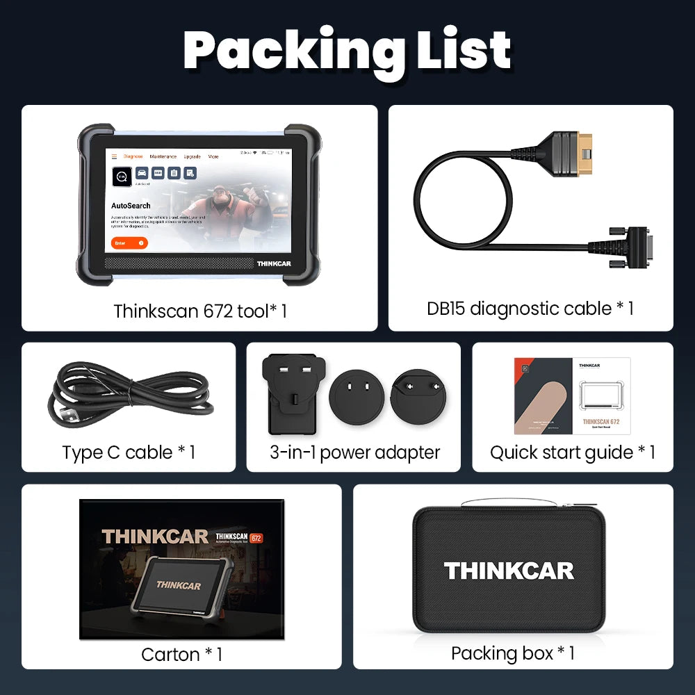 THINKCAR THINKSCAN 672 OBD2 Scanner CAN FD obd2 Tool Bi-directional Control Full System Diagnosis 28 Resets Free for Life