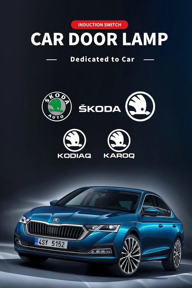 2pcs/set Car Led Logo Door Laser Projector Ghost lamp Welcome Light For skoda Superb SUPERB Superb Octavia Fabia Roomster